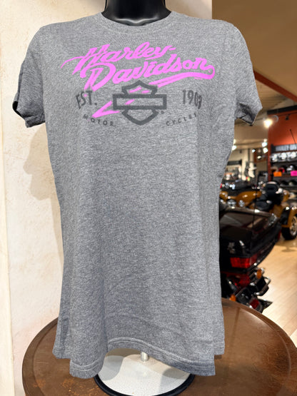 H-D Back 2 Womens S/S T-Shirt Grey