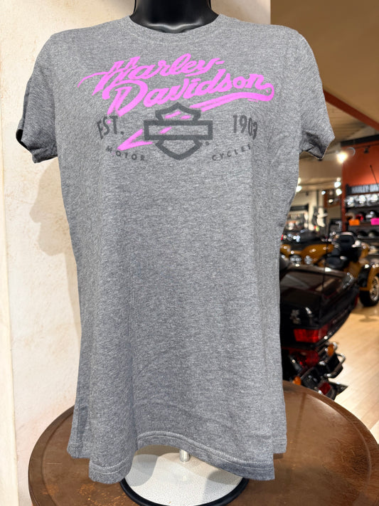 H-D Back 2 Womens S/S T-Shirt Grey